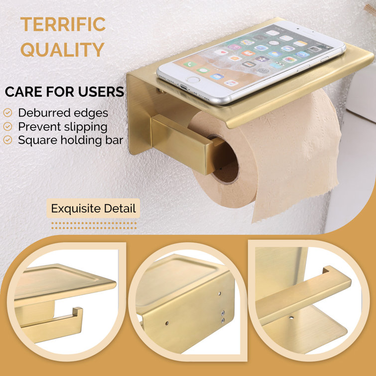 AngleSimple AE094 Bathroom Wall Mount Toilet Paper Holder Finish: Brushed Gold