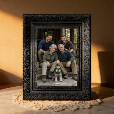 Cadre photo noir raffiné 3 pièces 8 po x 10 po avec support de table et crochets muraux noirs