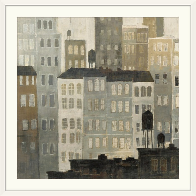«Light Water Towers», reproduction d'art graphique, Cadre blanc, H 20" x l 20" x P 1"