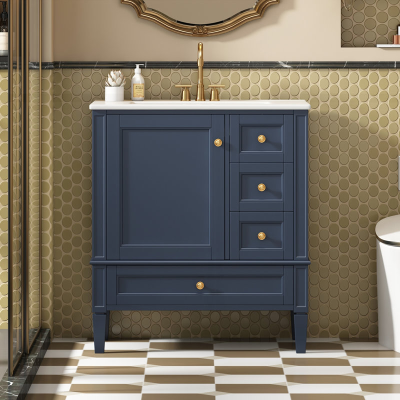 Meuble-lavabo mural 36 po, Bleu