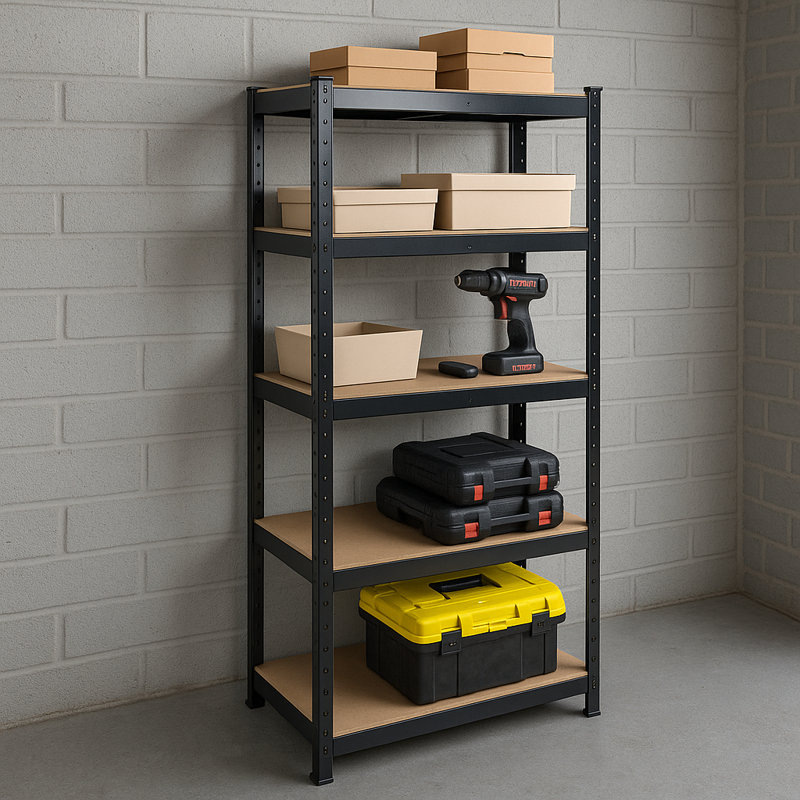 70cm W Metal Height -Adjustable Shelving Unit, Black