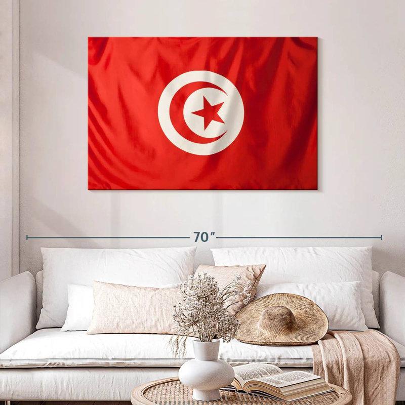 Drapeau Borges de la Tunisie, H 30 po x l 45 po