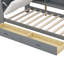 Lit plateforme fonctionnel en bois avec tête de lit, tablettes et tiroirs pour une organisation et un confort accrus-189006824