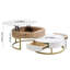 Tables basses gigognes modernes à plateau relevable avec 2 tiroirs blanc et naturel