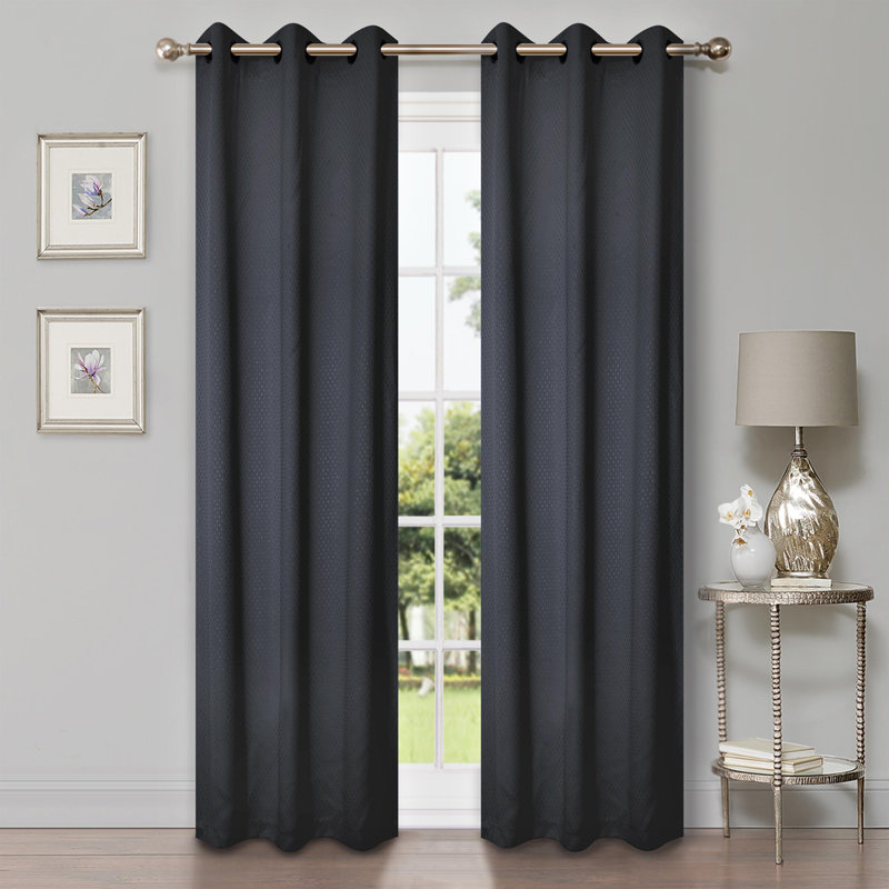 Wiechmann Geometric Shimmer Abstract Room Darkening Curtain Panel Set, Deep Gulf, 42" W x 108" L