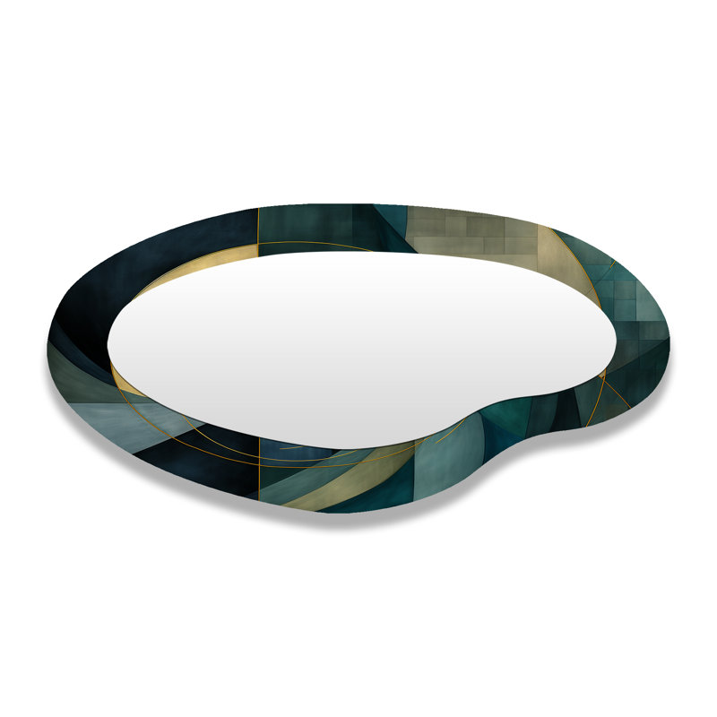 «Abstract Echoes Swirls II - Abstract Collages», miroir mural moderne et irrégulier