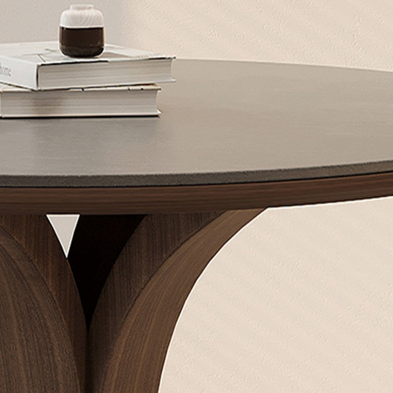 Modern Retro Solid Wood & Slab Table, Walnut Colour, 29.52" H x 47.24" L x 47.24" W
