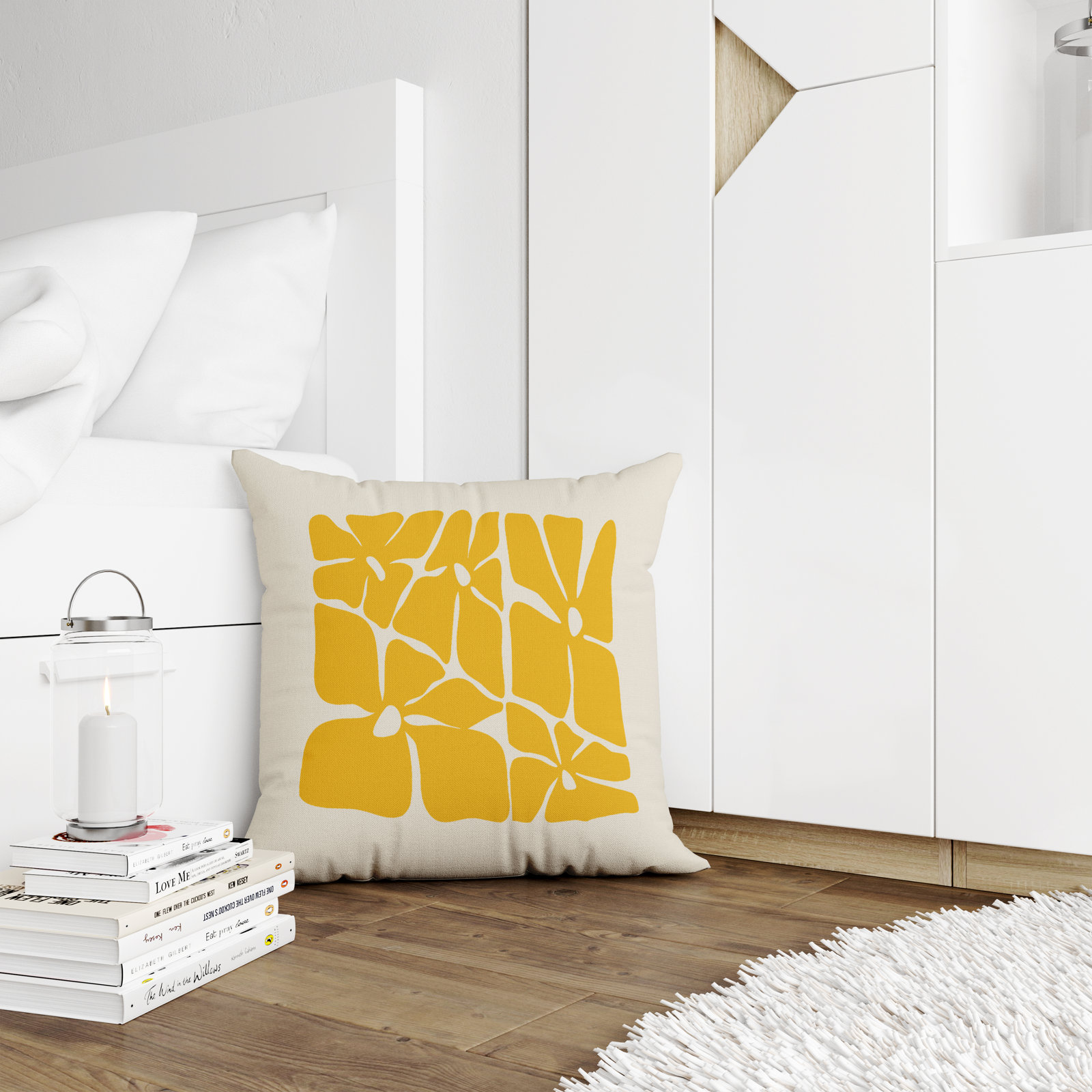 Polyester Throw Pillow, 19W" x 19H", Yellow