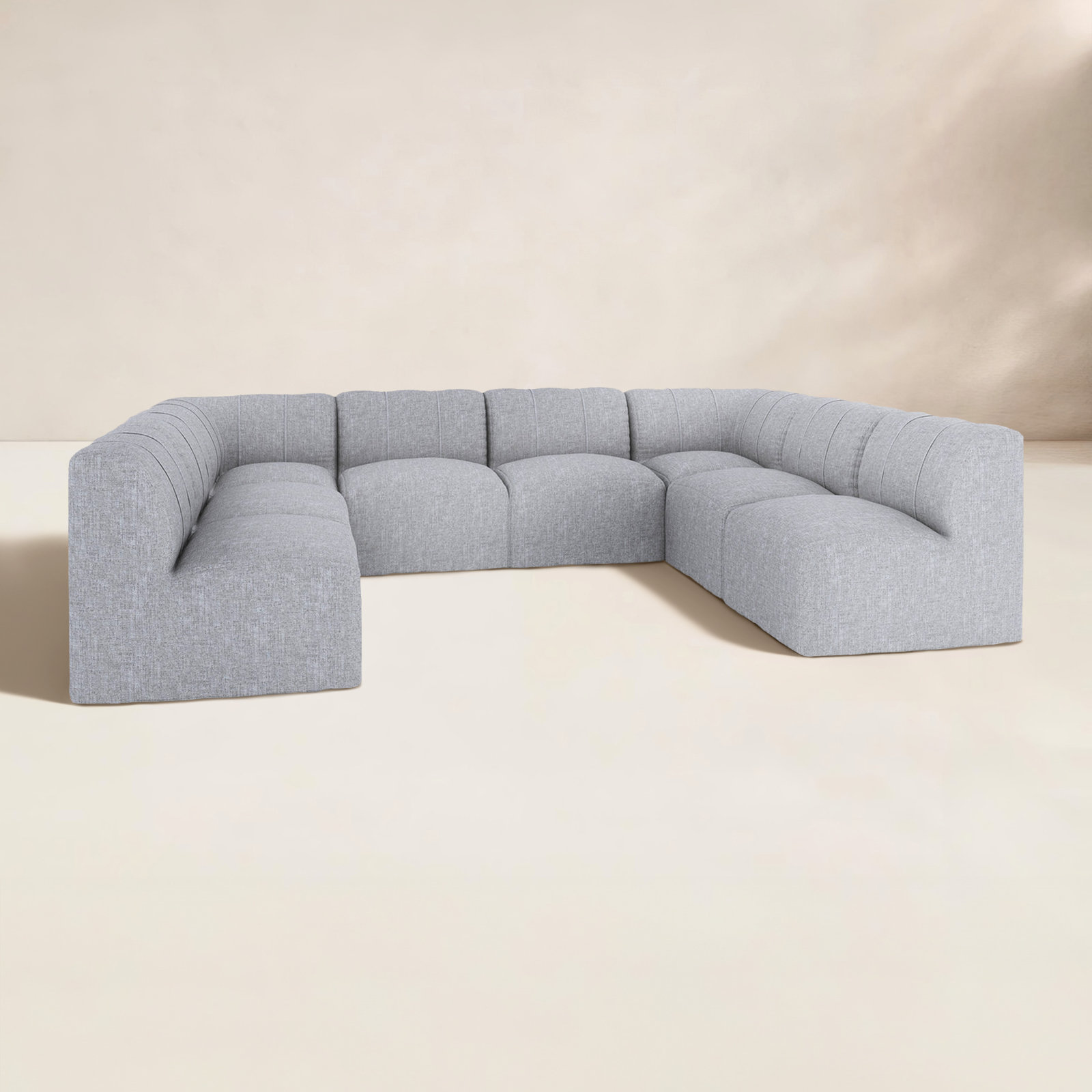 Praia 124" Sunbrella Outdoor U Sectional, Canvas Granite Sunbrella® Canvas