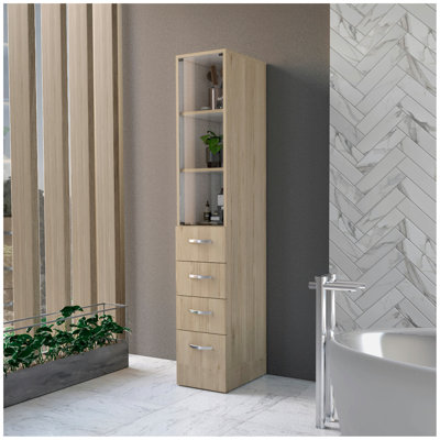 Althorn 4-Drawer 3-Shelf Linen Cabinet Light Pine