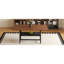 Table de salle à manger rectangulaire de 71 pouces avec plateforme de rangement, panneau de fibres à densité moyenne noyer et acier noir mat, 6 places, style campagne moderne-131256460