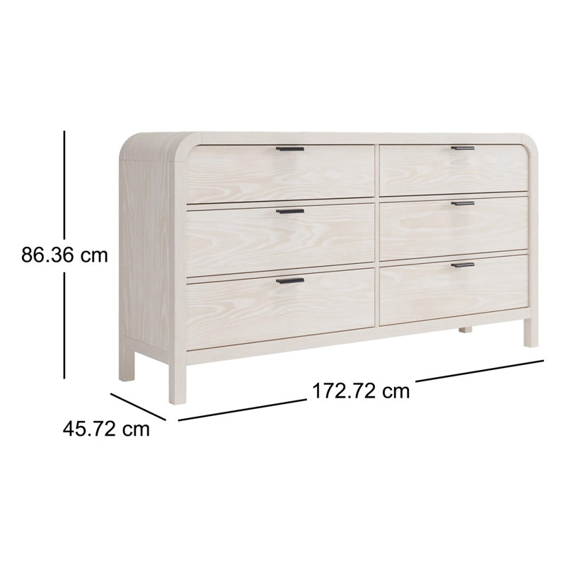 Solid Wood 172.72cm W 6 - Drawer Chest of Drawers