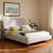 Reverie Queen Size Platform Bed in Beige Fabric, 45.32'' H X 66.11'' W X 87.45'' L-953648245-953648242