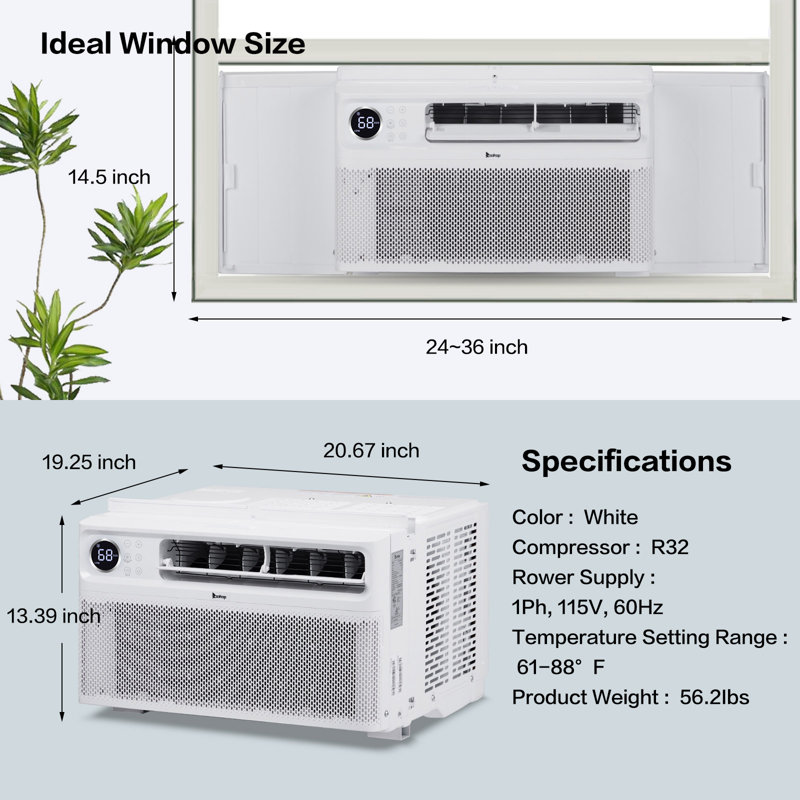 Climatiseur de fenêtre 8 000 BTU avec télécommande et contrôle WiFi