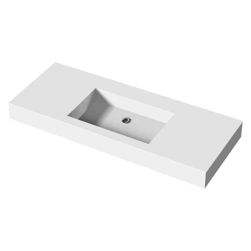 Solid Surface Stone Resin Bathroom Sink For Vanity - Matte White, 47.62 In Depth, 18.44 Width, 4.25 Height, 54.52 Lb Versatile Spatial Compatibility, Long Lasting Sophistication, Easy Maintenance