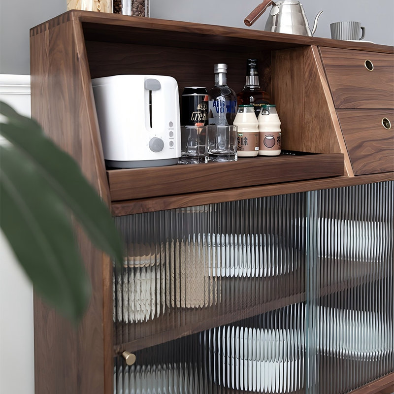 39.37" Tan Light Luxury Walnut Sideboard