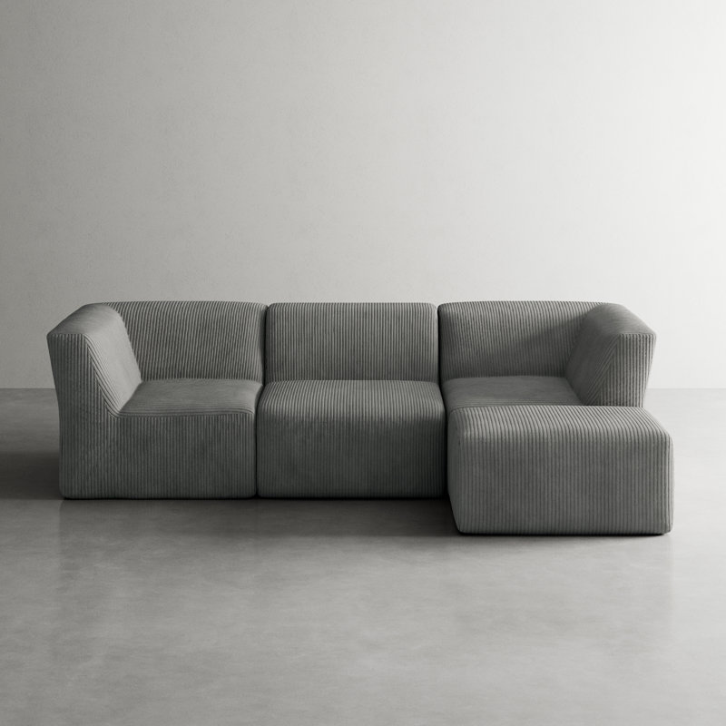 4 Seater Corduroy Seating Component, Grey Corduroy