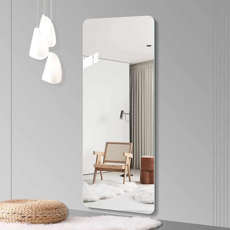 5Mm Silver Mirror Full Body Rounded Corner Wall For Living Room, Cloakroom - -Proof, Realistic Imaging, , Quick Installation Bedroom 56"X15" Inch Corner, Low Breakage,