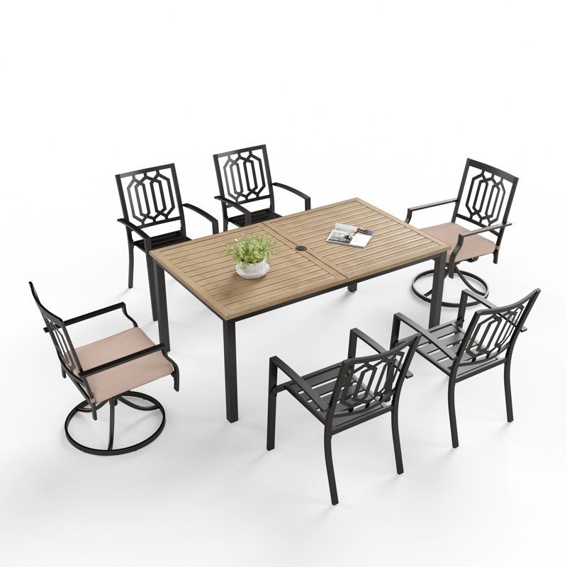 6 - Person Metal Patio Dining Set With Rectangular Table