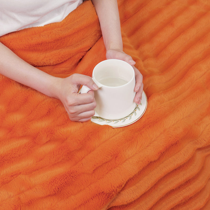 Throw Blanket, Burnt Orange, 152.4cm W x 203.2cm L