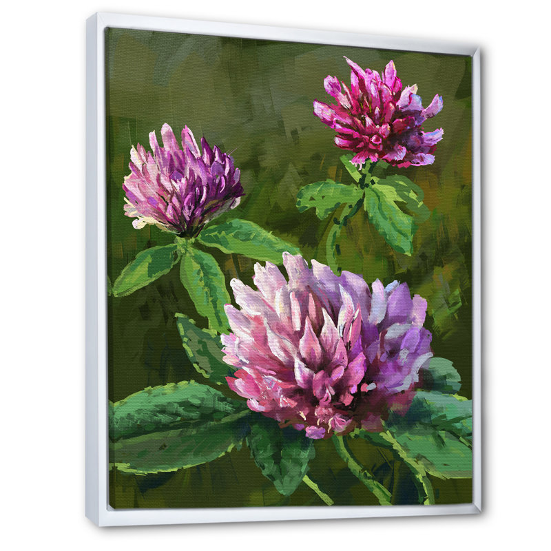 Fleurs sauvages mauves II - Peinture, H 20 po x l 12 po x P 1 po, Cadre flottant blanc