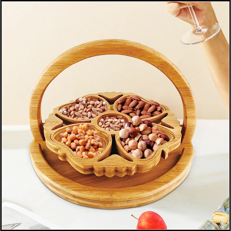 Panier de rangement pliable en bambou pour fruits avec design créatif, parfait pour les collations, les noix et la décoration intérieure