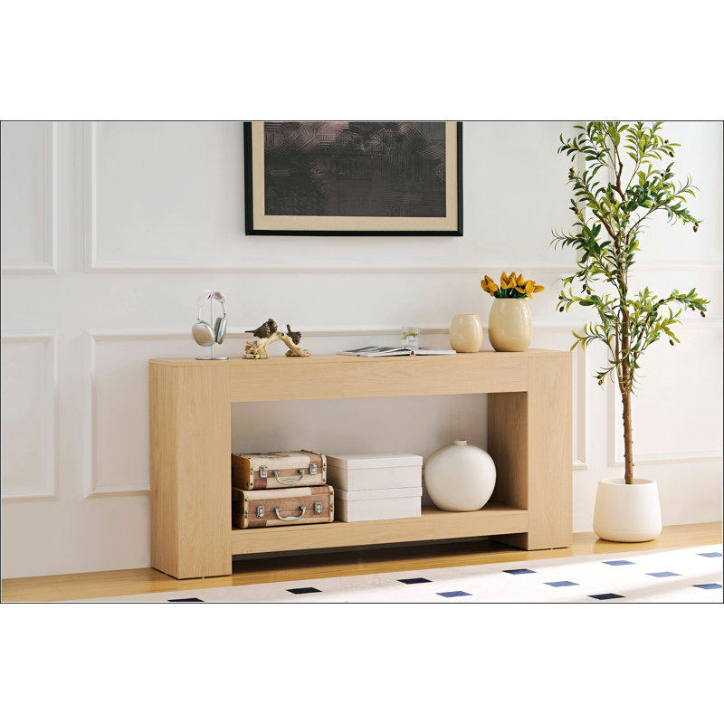 Rustic Wooden Rectangular Side Table, Perfect For Behind Sofa Or Entryway, Enhancing Home Decor And Functionality.