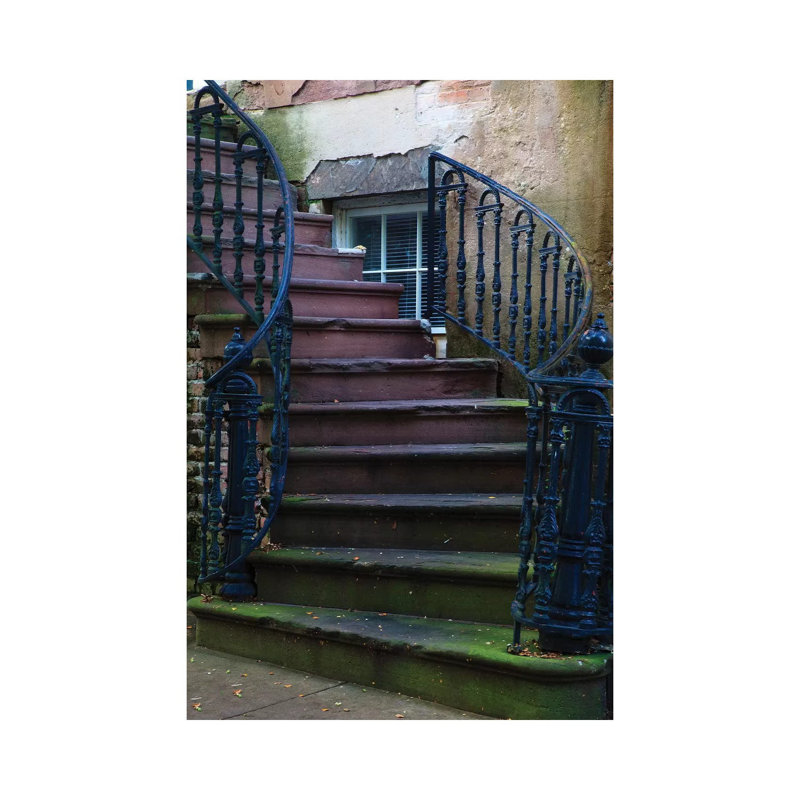USA, Georgia, Savannah. Wrought iron railing at home in the Historic District. 1 Piece Wrapped Canvas Wall Art