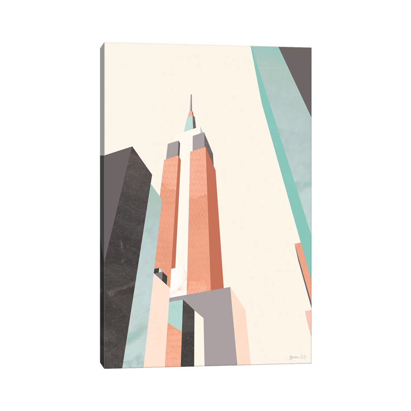 Graphic Pastel Architecture III by Green Lili - Wrapped Canvas Print, 101.6 cm H x 66.04 cm W x 3.175 cm D