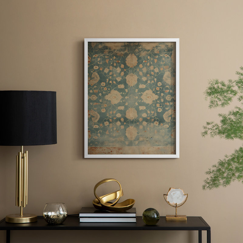 «Vintage Abstract Print I», reproduction encadrée - bois massif, H 15 po x l 12 po, Blanc