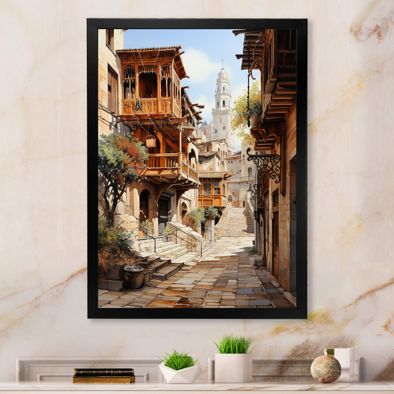 Reproduction d'art sur toile, Espagne, ville médiévale, Tolède, Espagne, H 20 po x l 12 po x P 1 po, Cadre photo noir