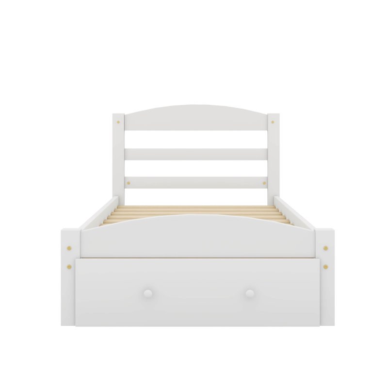 Tiroir de rangement avec lit plateforme simple, Blanc