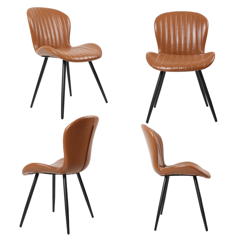 Chaises de salle à manger en cuir, Brun