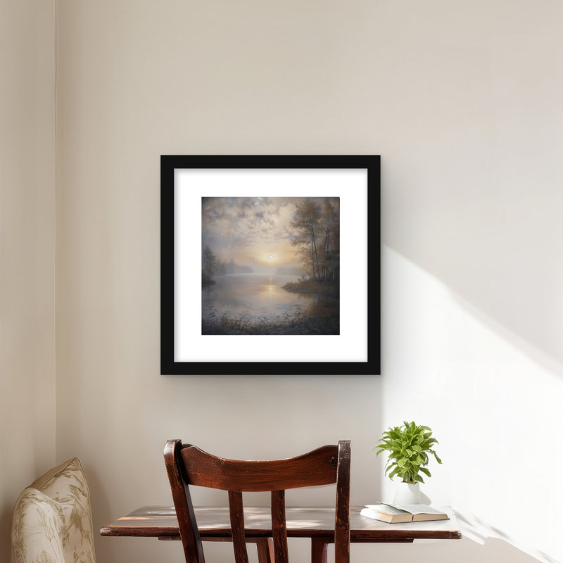 Imprimé mat noir encadré Misty Sun | Art
