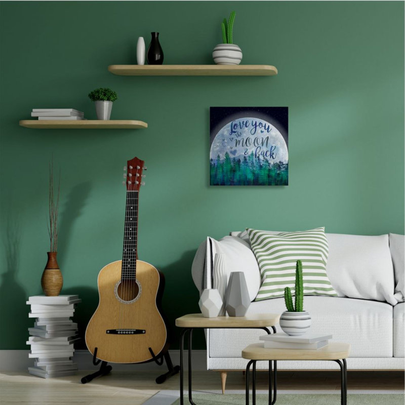 «Love You to the Moon» par Lisa Lane - impression d'art graphique, 30" H x 30" W x 1.5" D, Wrapped Canvas