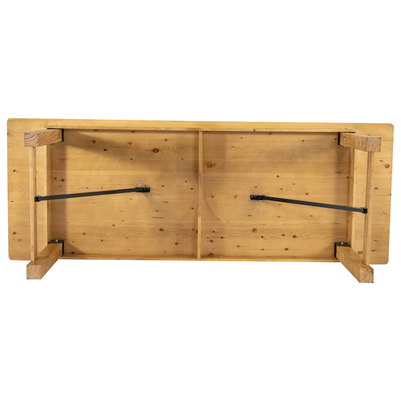 Dejon Rectangular Rustic Solid Pine Folding Dining Table by Flash Furniture, Light Natural, 30"H x 108"L x 40"W