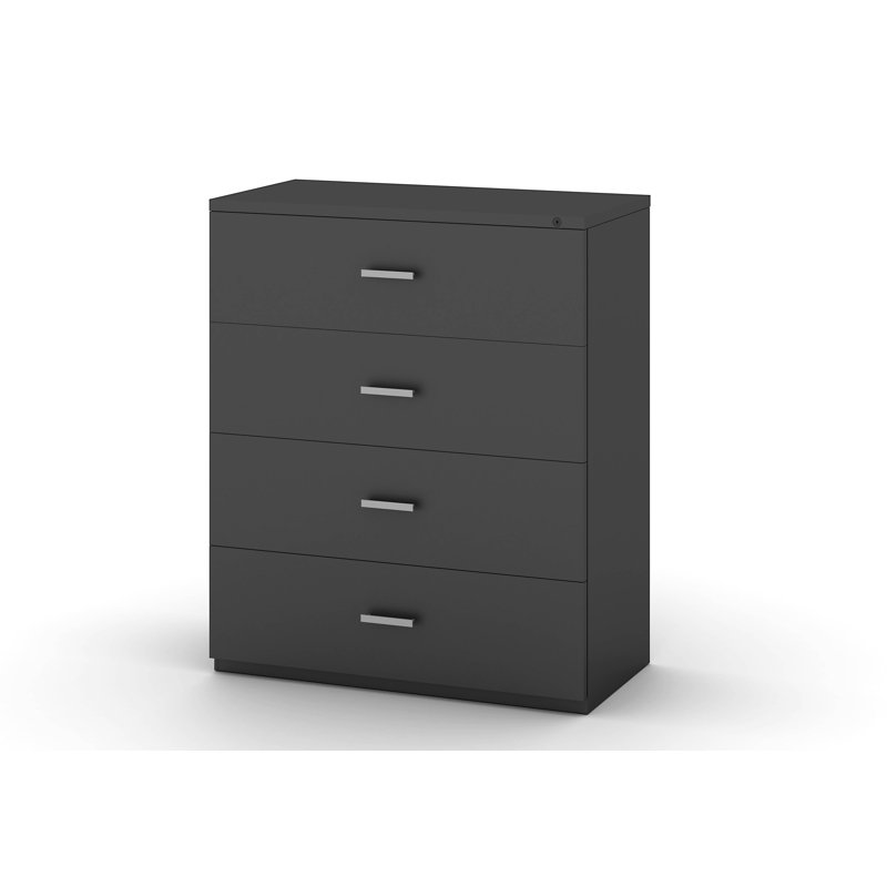My-Hite Metal Vertical Filing Cabinet with 4 Drawers, Interlock System, Glide Suspension, Black