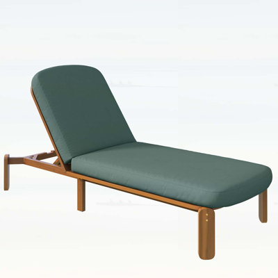 Chaise longue réglable pour l'extérieur avec coussins épais et structure en bois d'acacia durable pour la détente sur la terrasse, au bord de la piscine ou à la plage