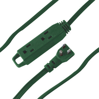 Axis 3-Prong 3-Outlet Wall-Hugger Indoor Grounded Extension Cord, Green, 45511