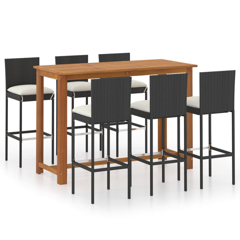 Ebern Designs Bar Set with Solid Wood Frame