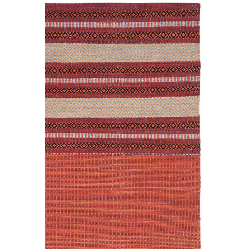 Tapis rouge / ivoire en coton tissé à plat à la main Bokara Hills, Rectangle 8 pi x 10 pi