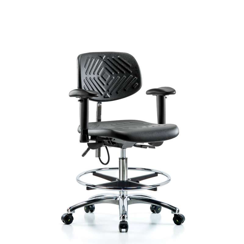 Chaise de dessinateur Colton, Noir, Roulettes, Non inclus