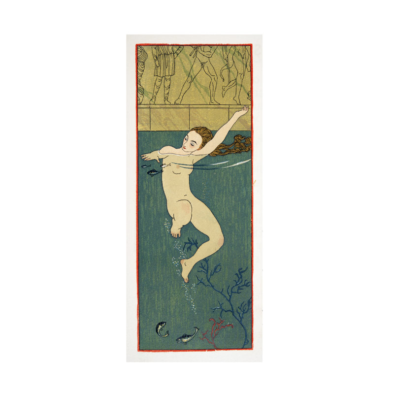Illustration de George Barbier, Le Bain, Les Chansons de Bilitis, 1922, art sur toile, H 24 po x l 10 po