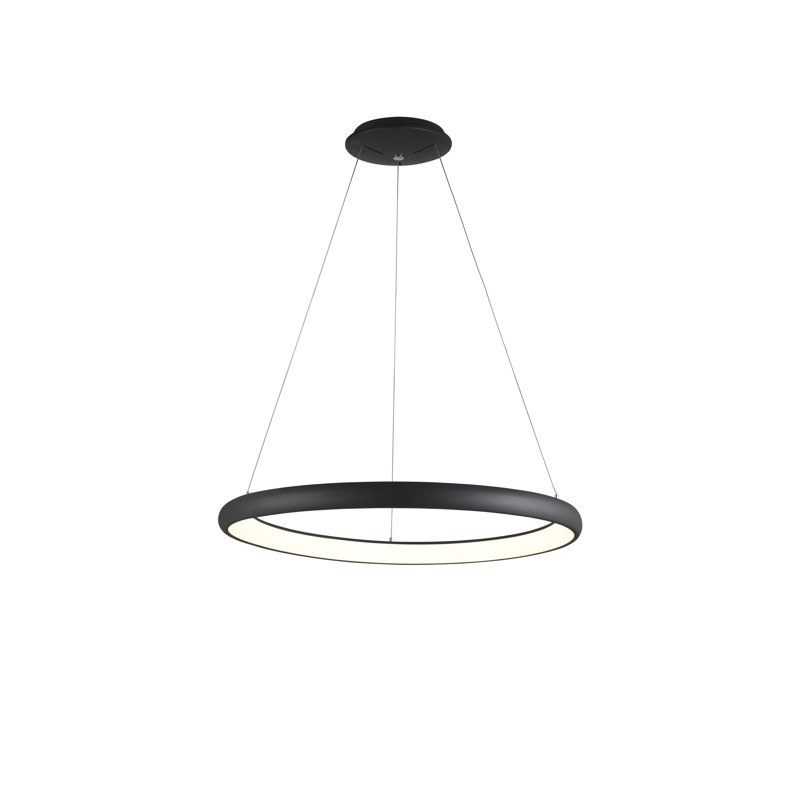1 - Light LED Waggon Wheel Pendant, Black, 120cm H x 61cm W x 61cm D, Dimmable
