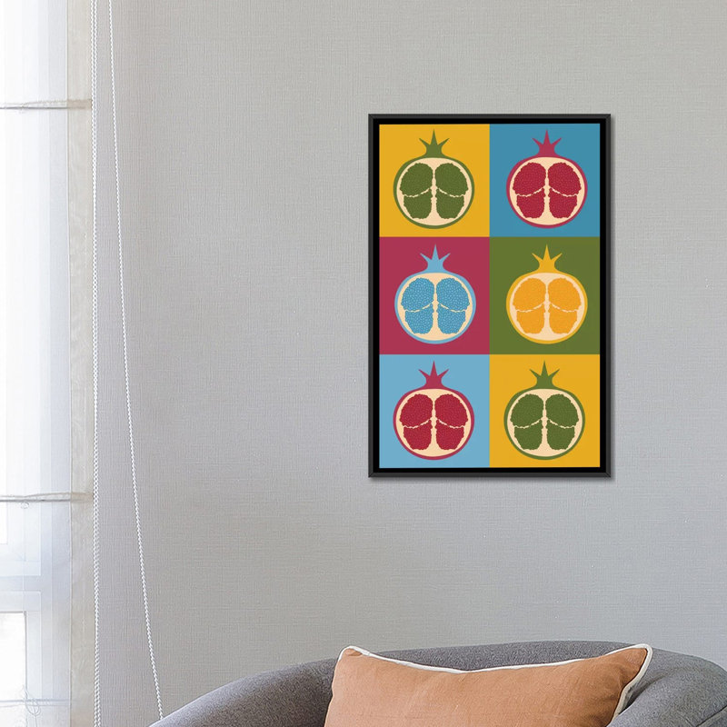 «Pomegranate» par Flatowl - impression sur toile tendue, H 26 po x l 18 po x P 1,5 po, Toile avec cadre noir, Pas de tapis