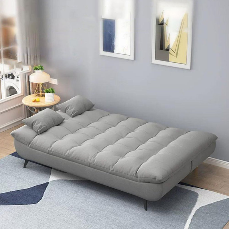 Canapé-lit modulaire gris en coton et lin