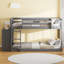 Lit superposé simple au-dessus de simple avec 4 tiroirs et 3 tablettes - gris-1020078375