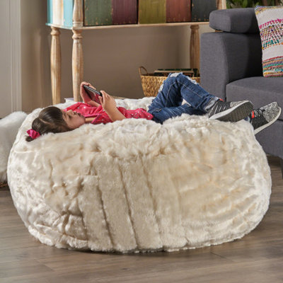 Fauteuil à billes moderne en fausse fourrure de 3 pieds de couleur blanche