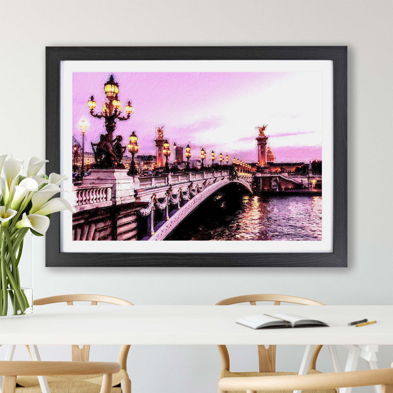 Pont Alexandre III Bridge in Paris France - Framed Print, 24cm H x 33cm W x 2cm D, Black