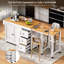 Îlot de cuisine 74,8 po avec table de salle à manger extensible et rangement-347459876